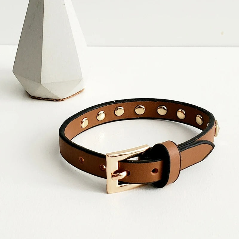 Bracelet Clou Homme Similicuir Réglable