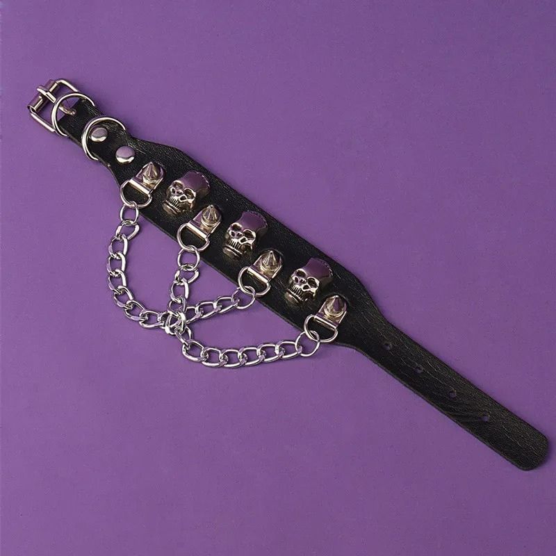 Bracelet Clou Homme Têtes De Mort Et Chaînes