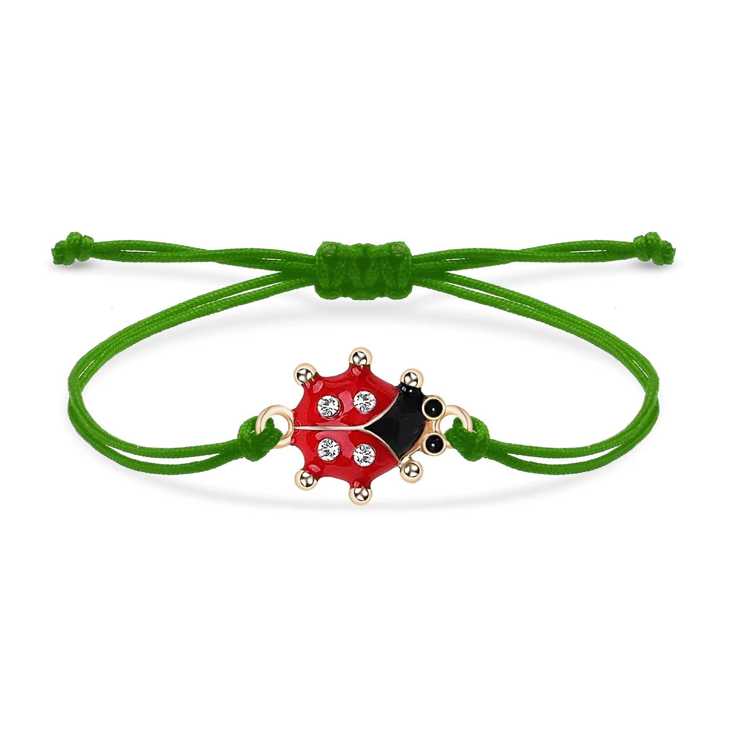 Bracelet Coccinelle Tressé à Strass sur fond blanc