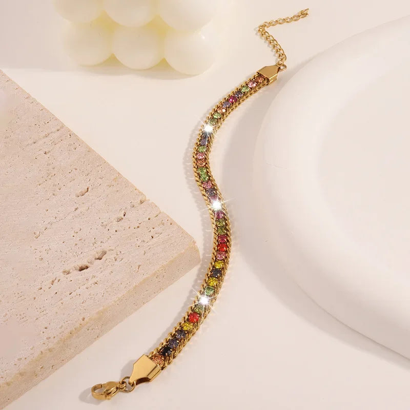 Bracelet Coloré Femme Chaîne Doré