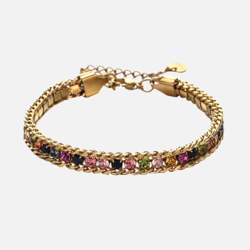 Bracelet Coloré Femme Chaîne Doré