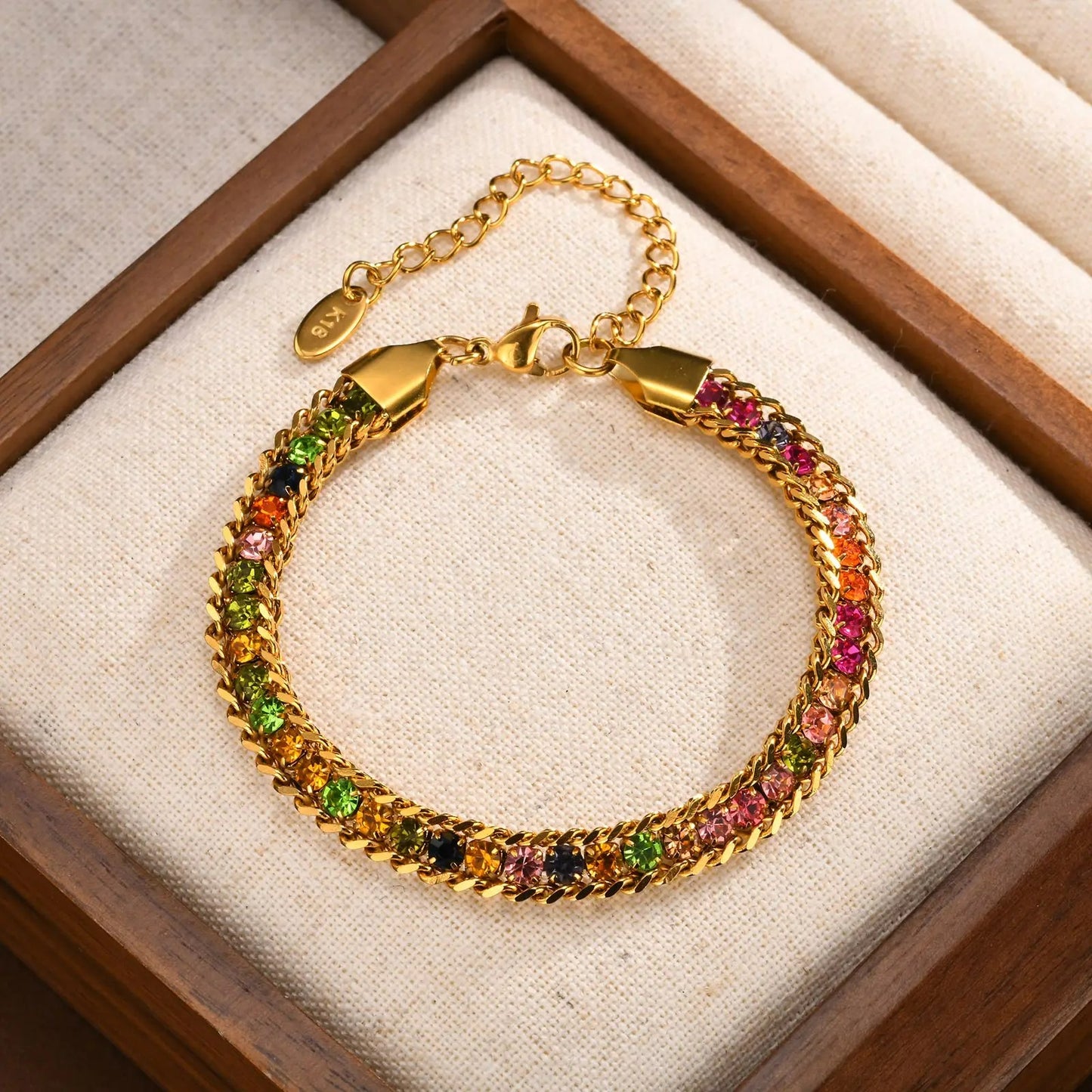Bracelet Coloré Femme Chaîne Doré