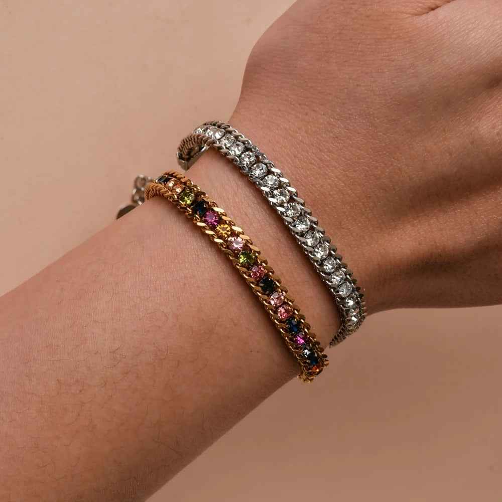 Bracelet Coloré Femme Chaîne Doré