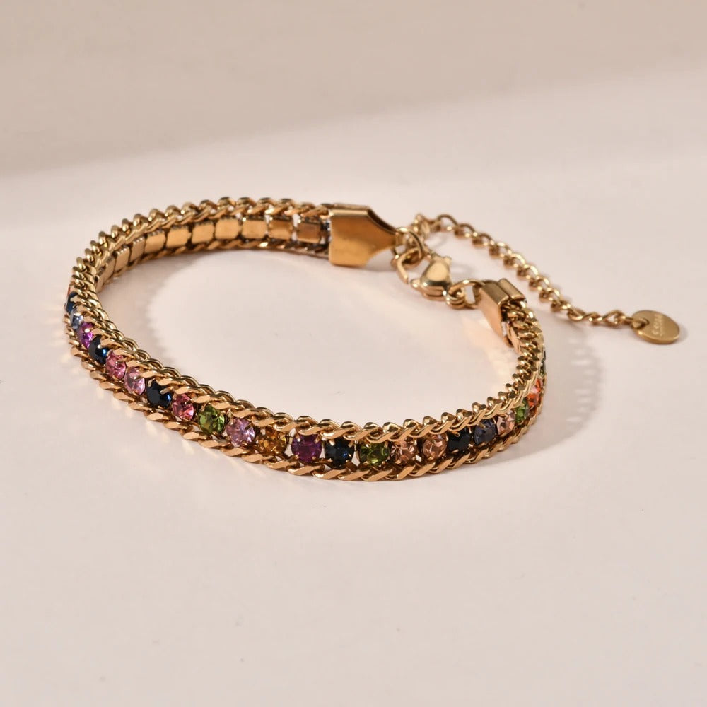Bracelet Coloré Femme Chaîne Doré