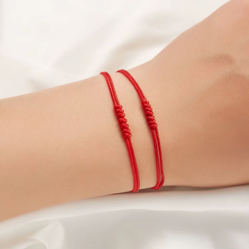 Bracelet Couple à 7 Noeuds Rouge