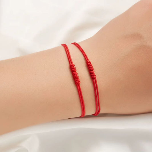Bracelet Couple à 7 Noeuds Rouge