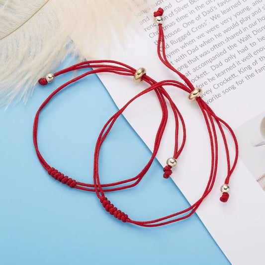 Bracelet Couple à 7 Noeuds Rouge