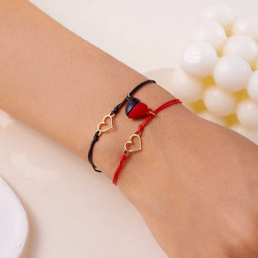 Bracelet Couple Cœur Aimanté Lien Éternel