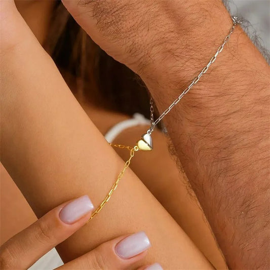 Bracelet Couple Éclat Subtil Et Lien Intime - Acier Inoxydable