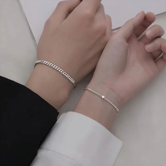 Bracelet Couple en Maille Argentée