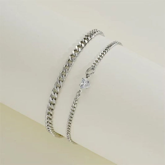 Bracelet Couple en Maille Argentée