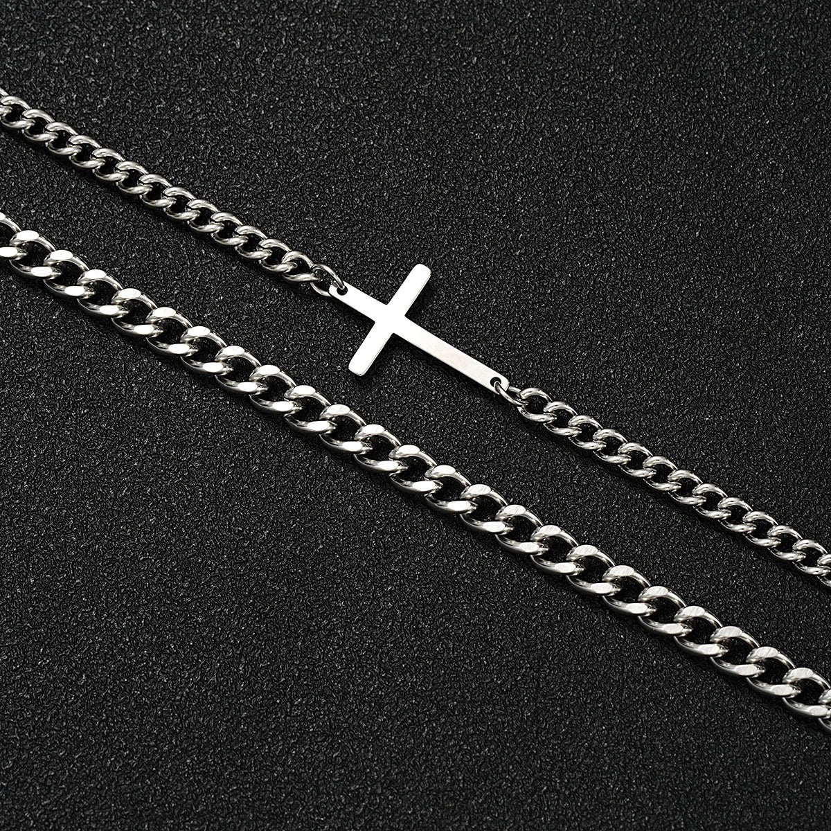 Bracelet Croix Homme Duo – Acier Inoxydable