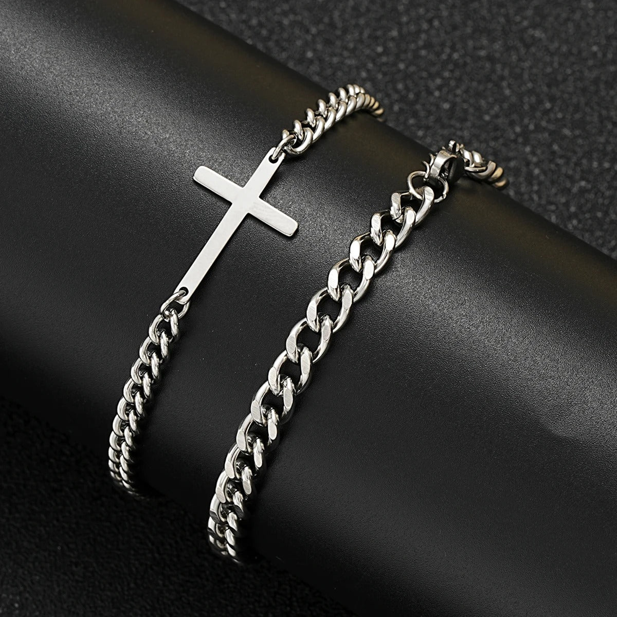 Bracelet Croix Homme Duo – Acier Inoxydable