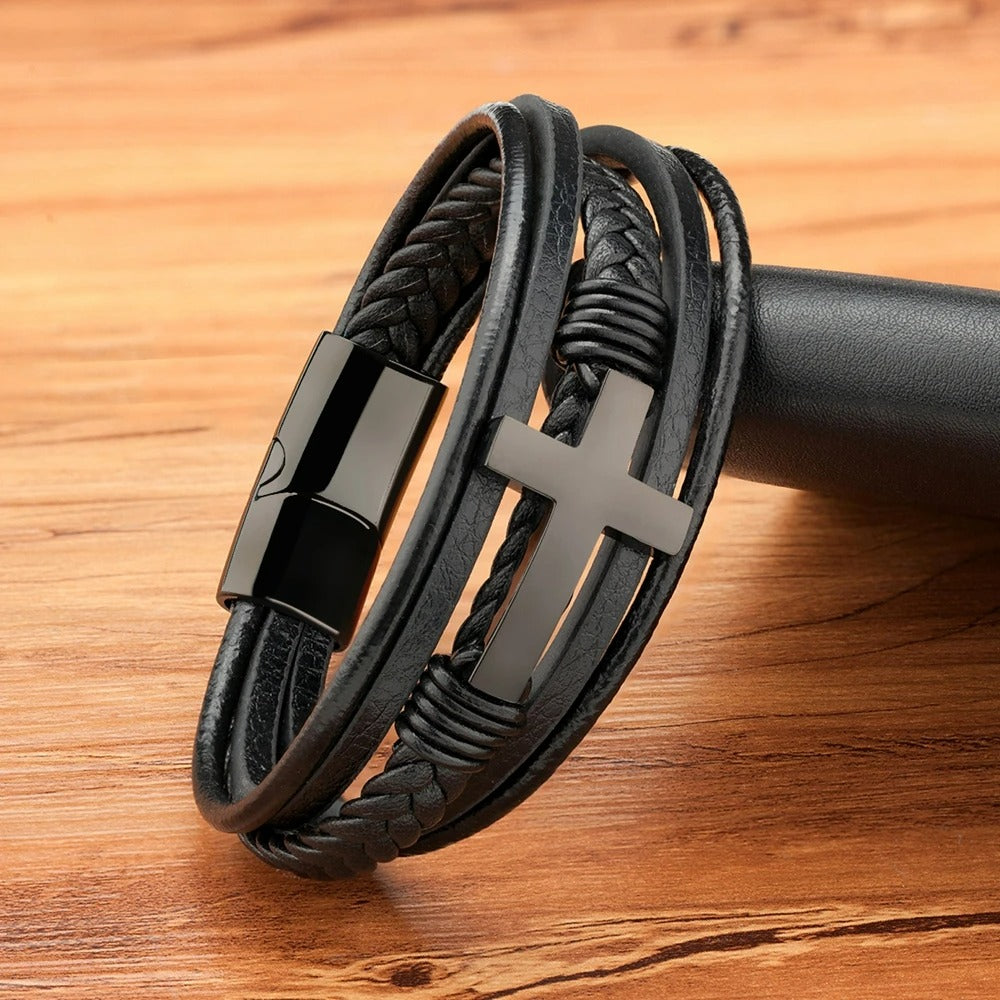 Bracelet Croix Homme Élégance – Acier Inoxydable