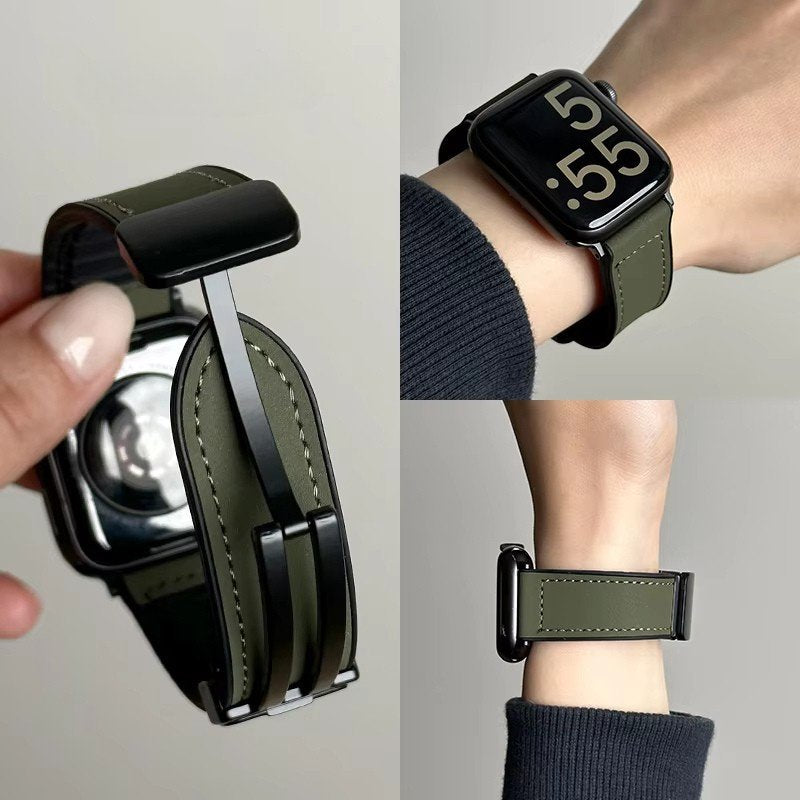 Bracelet Cuir Apple Watch avec Attache Magnétique
