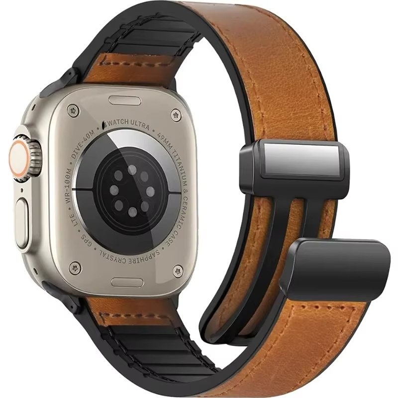Bracelet Cuir Apple Watch avec Attache Magnétique