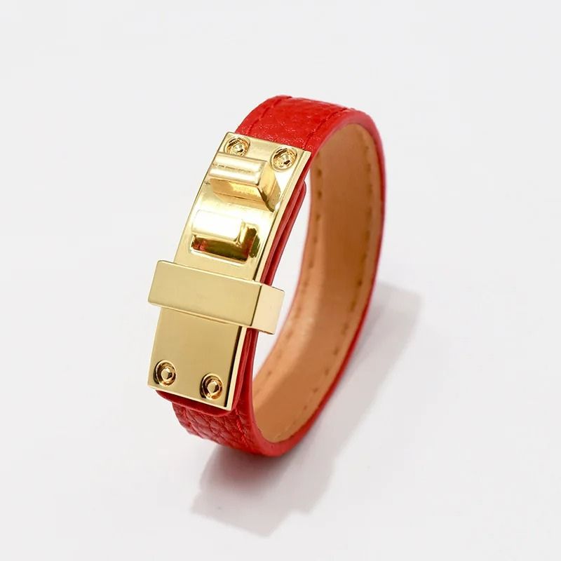 Bracelet Cuir Femme Fermoir Doré Graphique