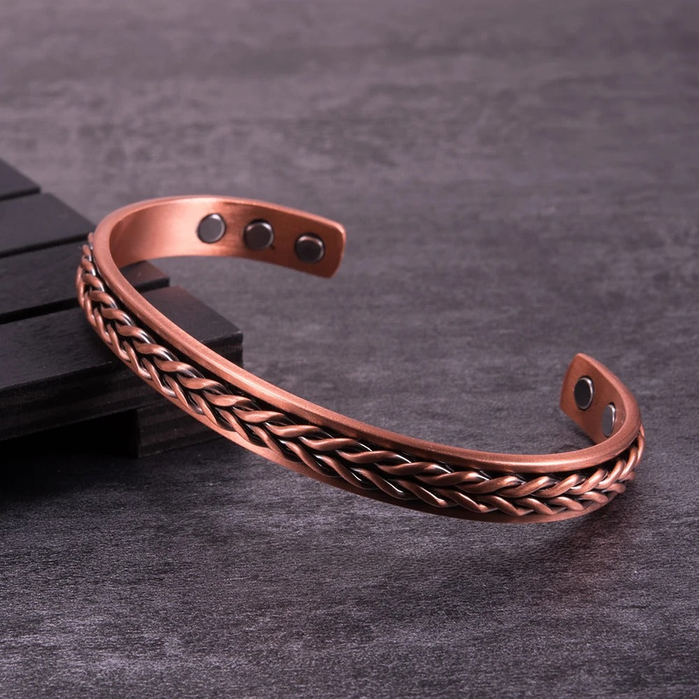 Bracelet Cuivre pour Homme Jonc Tressé Brossé
