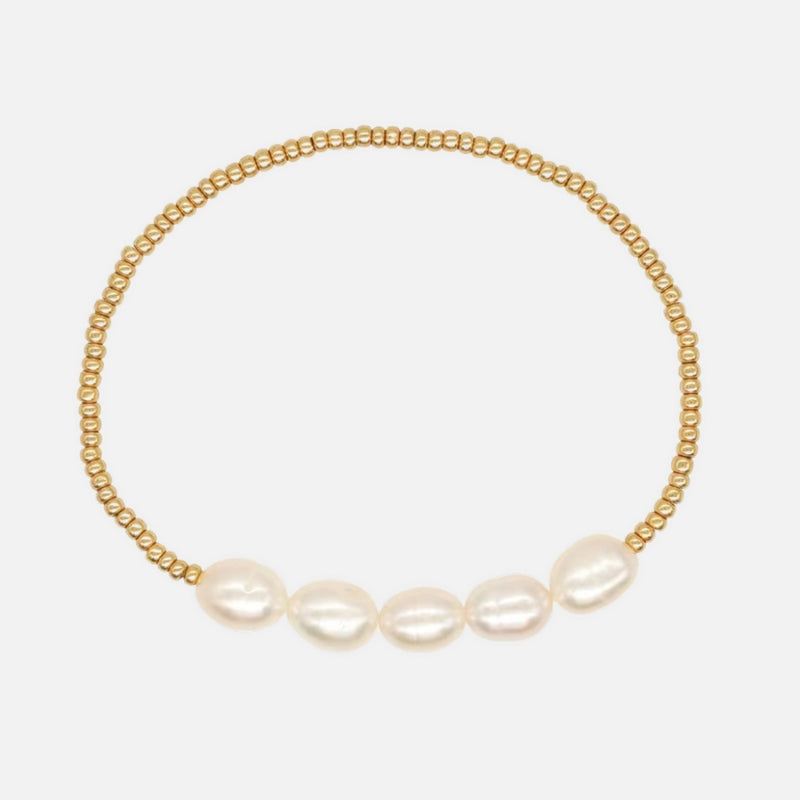 Bracelet Elastique à Perles Nacrées Ensemble de 4