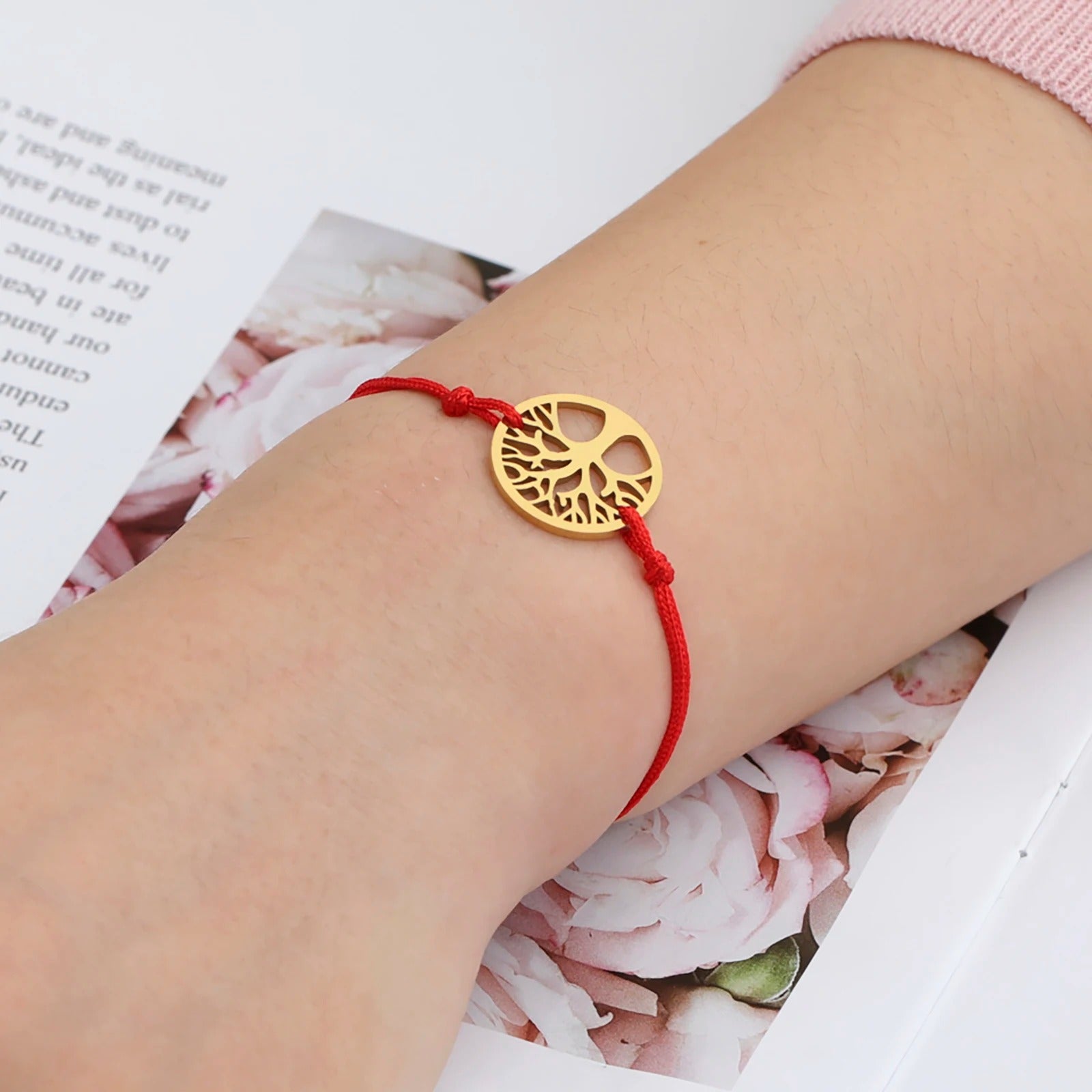 Bracelet Femme Arbre De Vie Acier Inoxydable Et Cordon Réglable