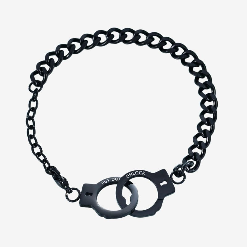 Bracelet Femme Menotte Et Chaine Acier Inoxydable