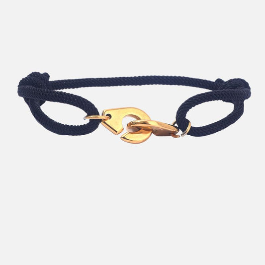 Bracelet Femme Menotte Dorée Acier Inoxydable Et Cordon