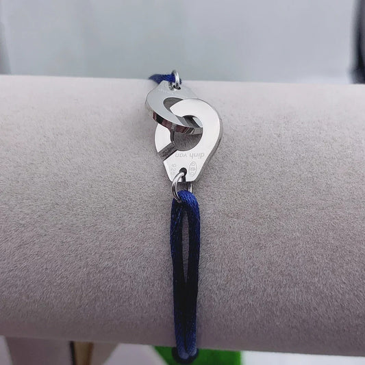 Bracelet Femme Menotte Simple Corde Et Acier Inoxydable
