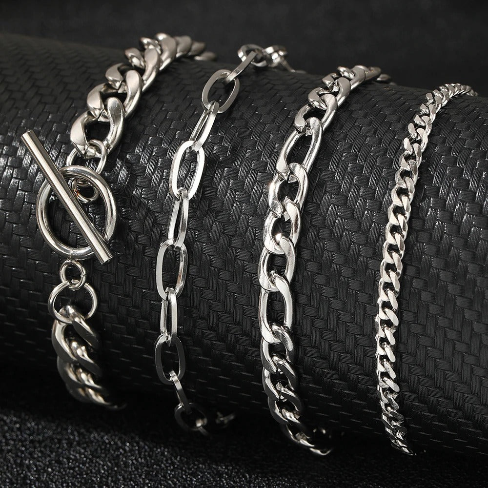 Bracelet Femme Multirang Chaines Argentées Lot de 4