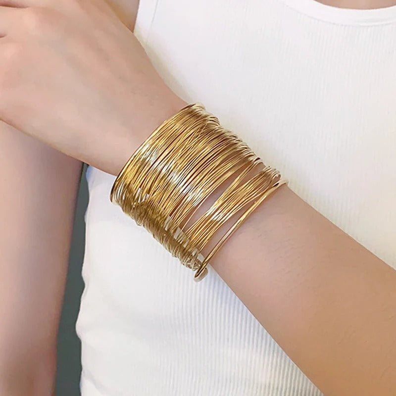 Bracelet Femme Multirang Large Doré