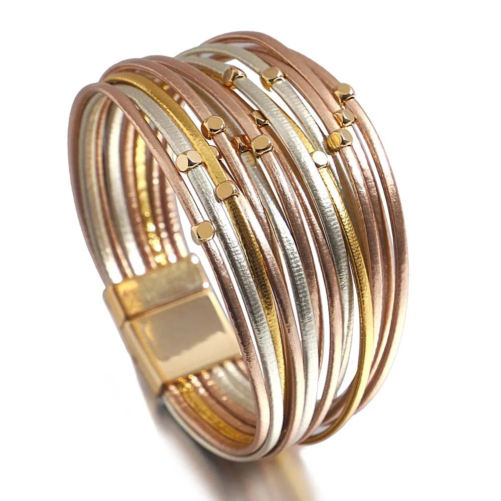 Bracelet Femme Multirang Triple Couleur
