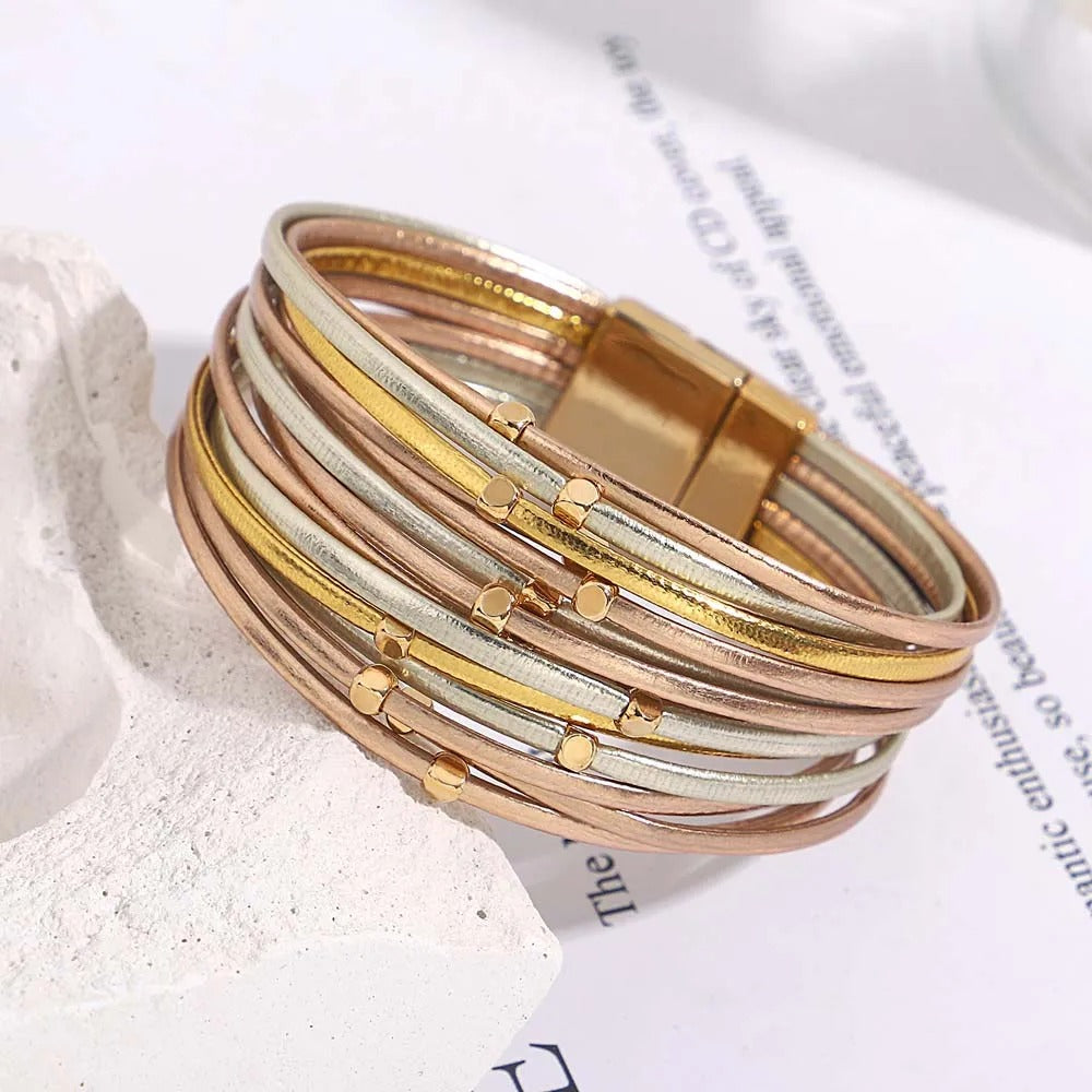 Bracelet Femme Multirang Triple Couleur