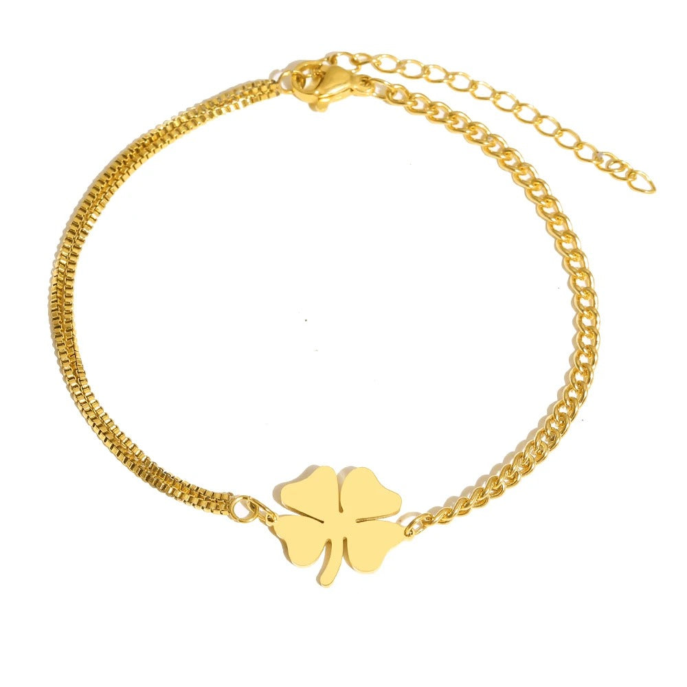 Bracelet Femme Trèfle Porte-Bonheur Acier Inoxydable