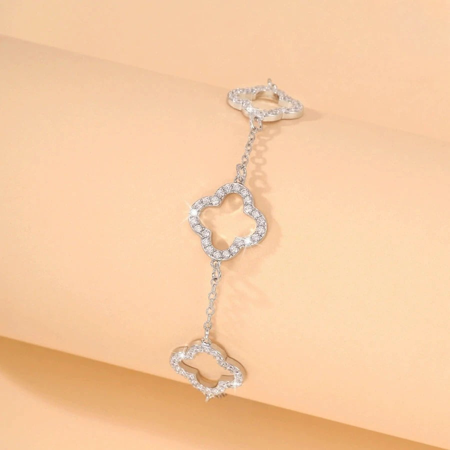 Bracelet Femme Trèfle Zircon Élégance Étincelante