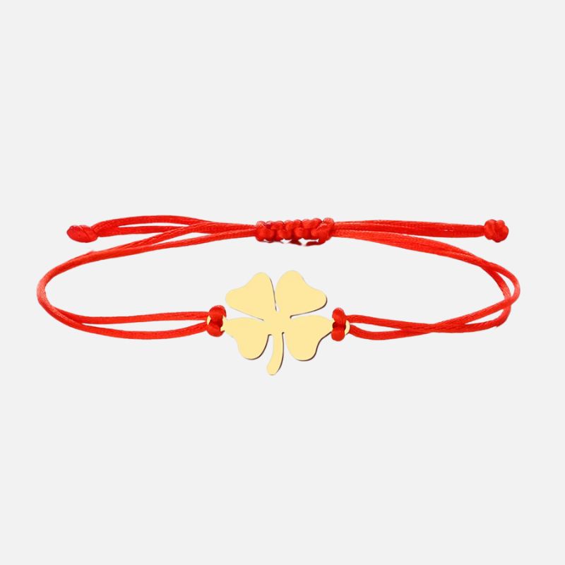 Bracelet Fil Rouge Trèfle à 4 Feuilles