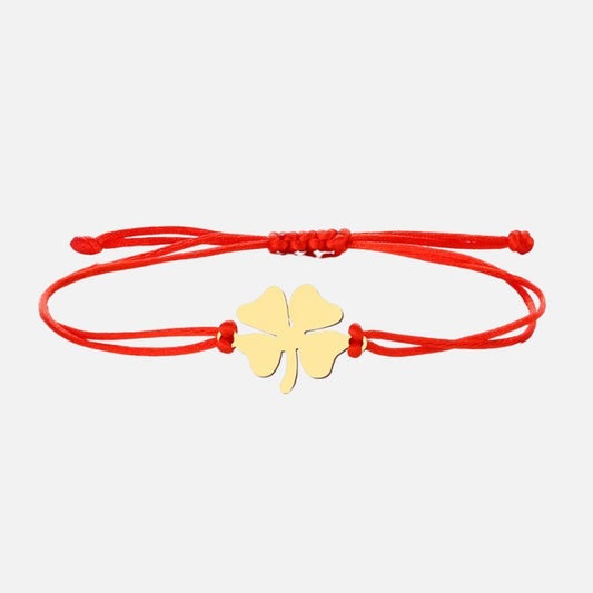 Bracelet Fil Rouge Trèfle à 4 Feuilles