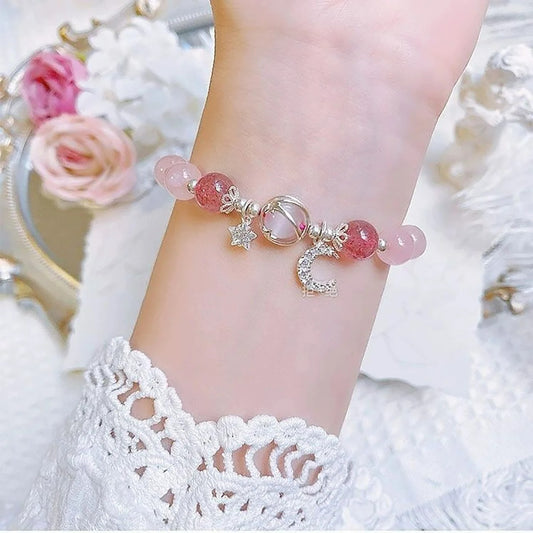 Bracelet Fille Perles Lune Étoiles