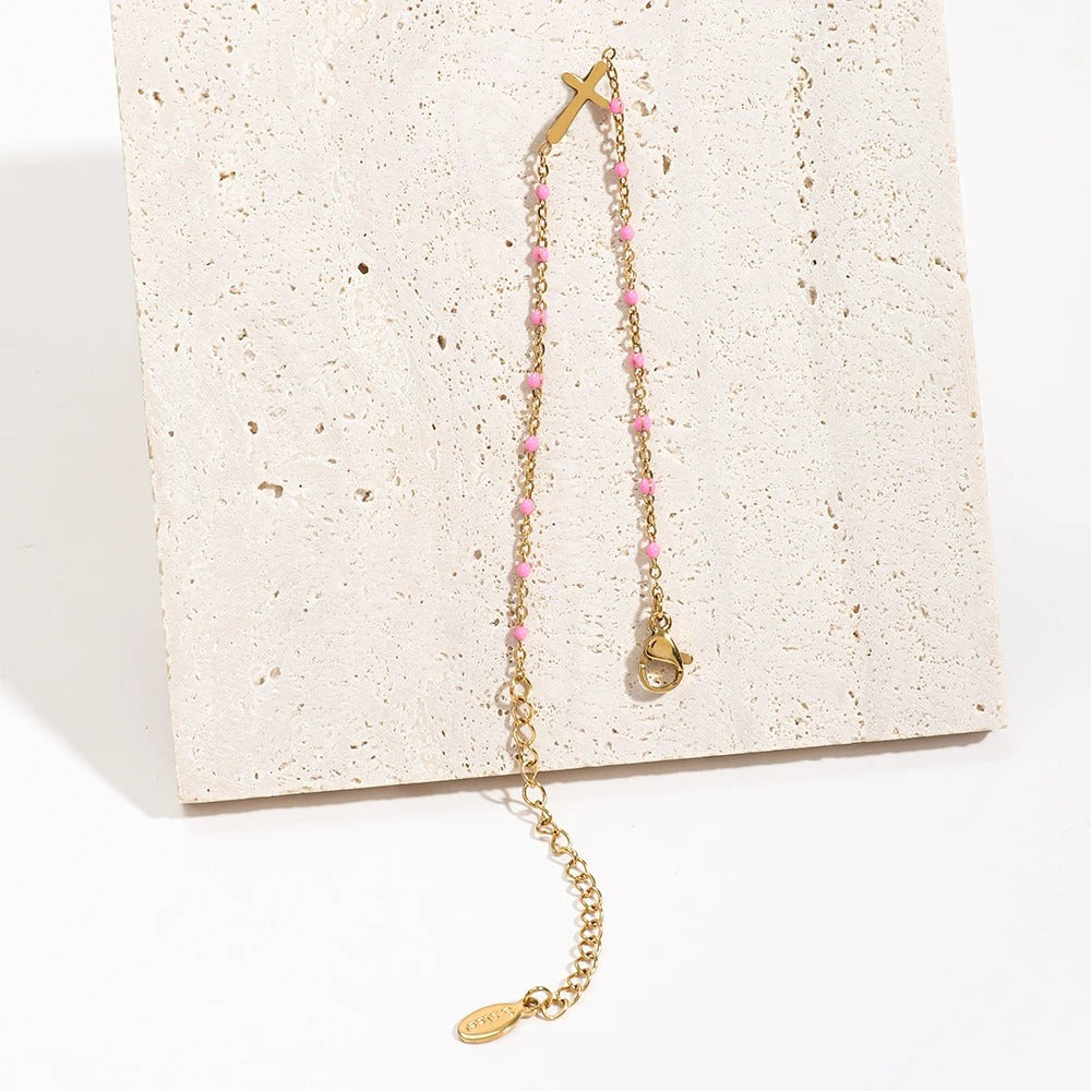 Bracelet Fin Femme Croix Acier Inoxydable