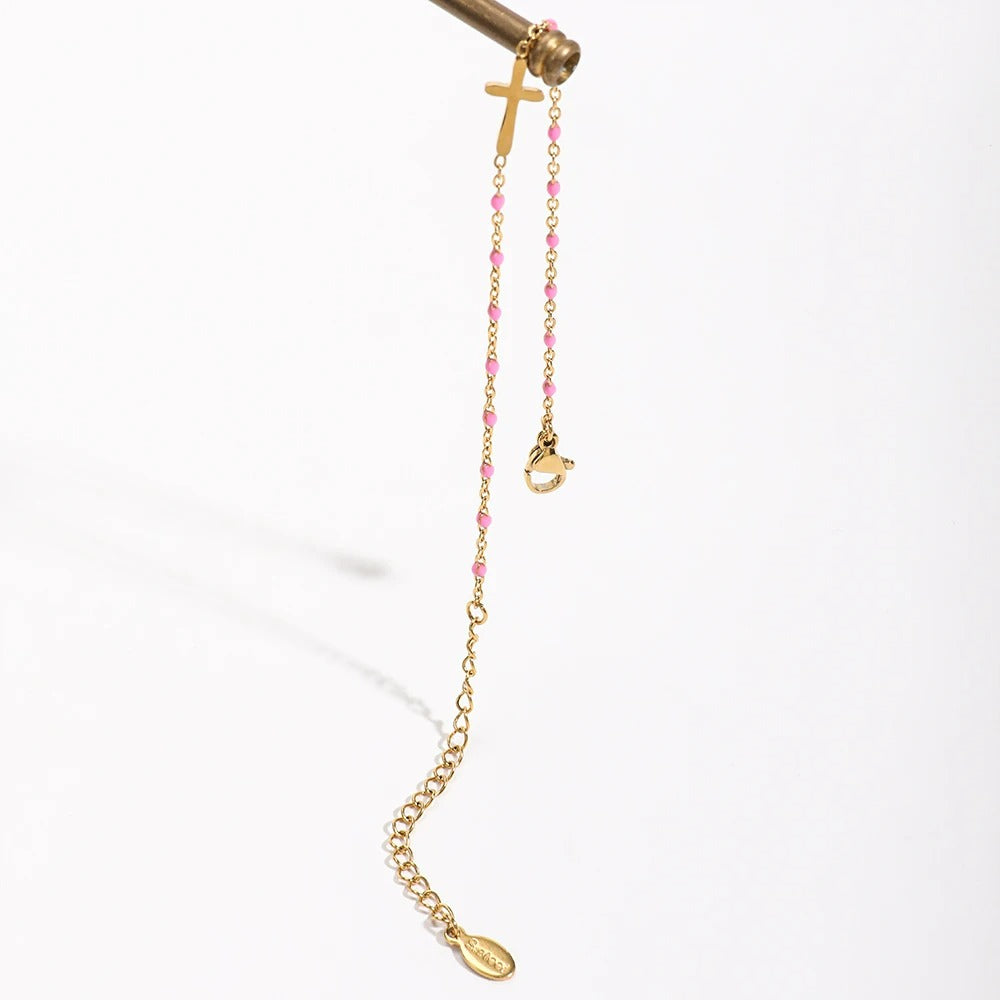 Bracelet Fin Femme Croix Acier Inoxydable