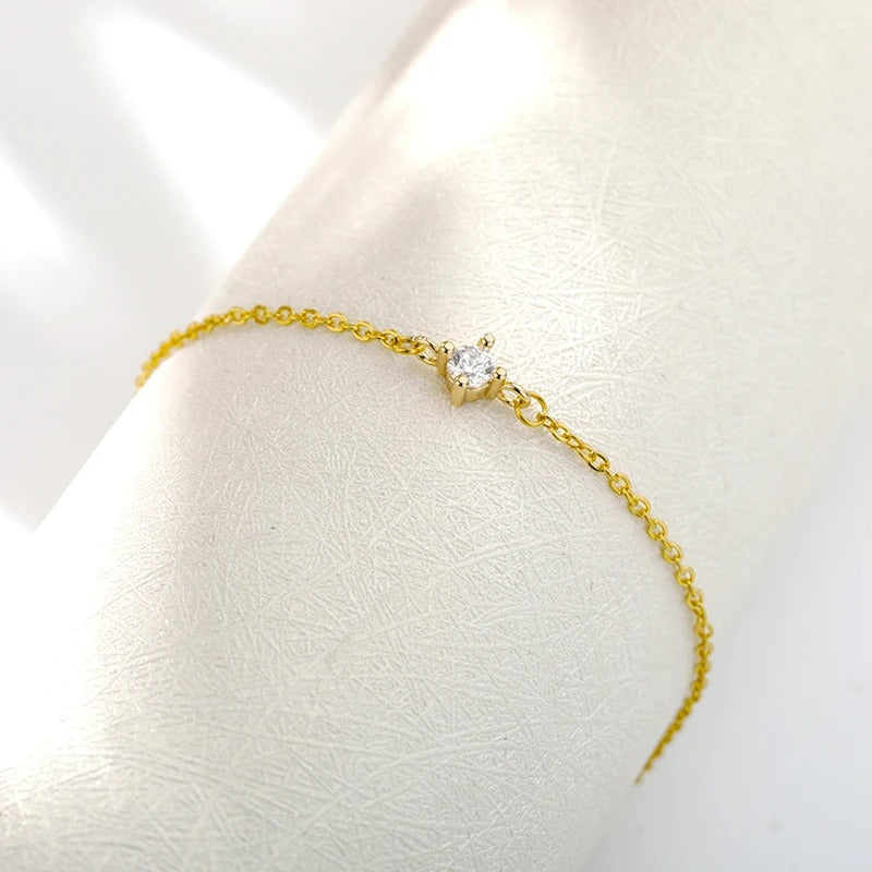 Bracelet Fin Femme Pierre Zircon et Acier Inoxydable
