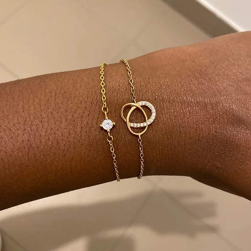 Bracelet Fin Femme Pierre Zircon et Acier Inoxydable