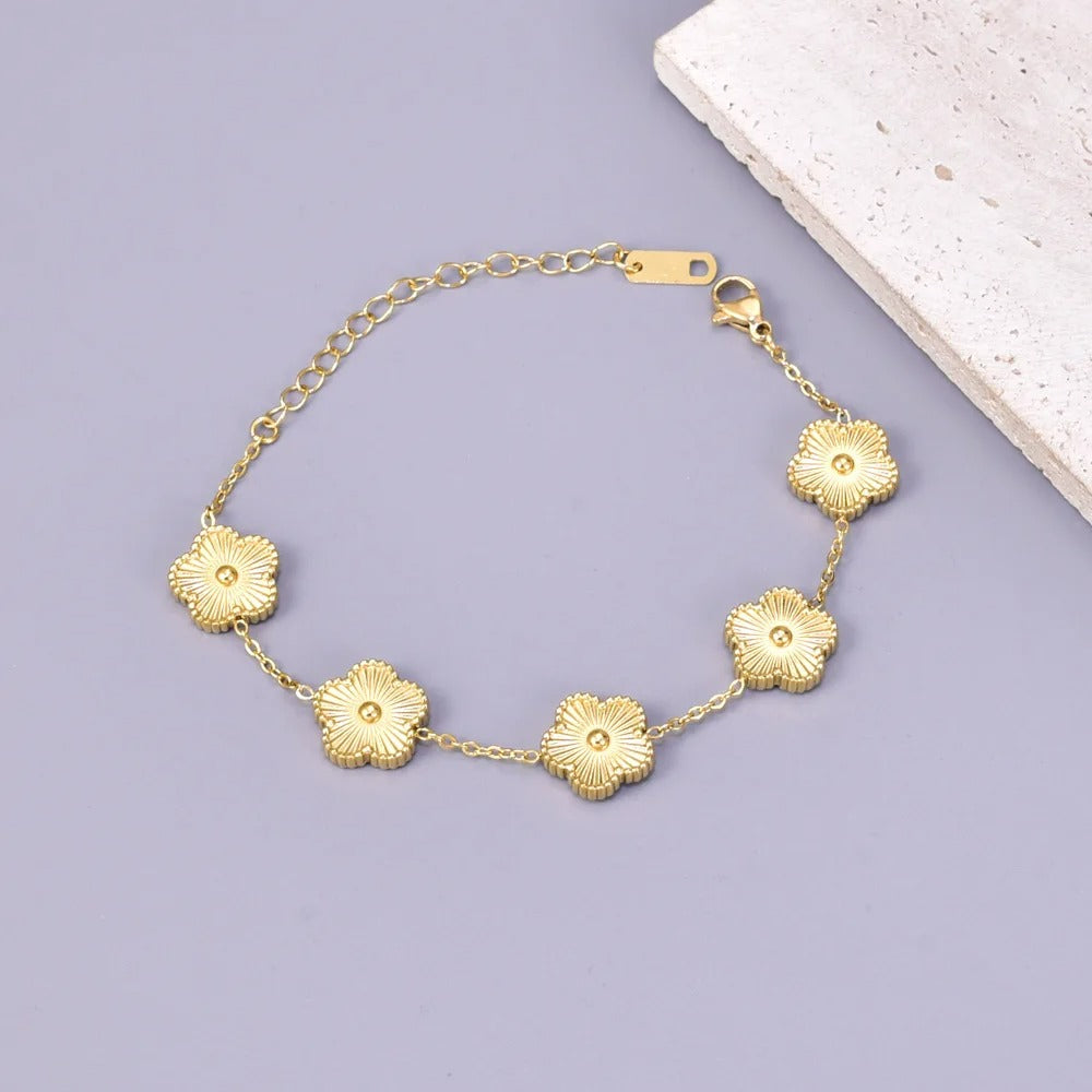 Bracelet Fleur Acier Inoxydable Intemporel