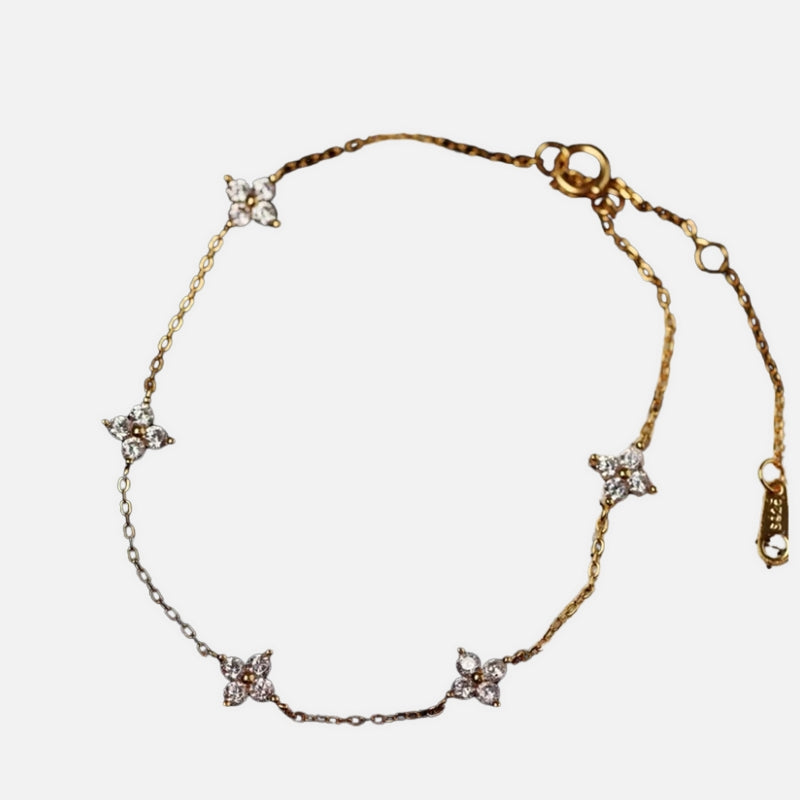 Bracelet Fleur Brillant en Acier Inoxydable