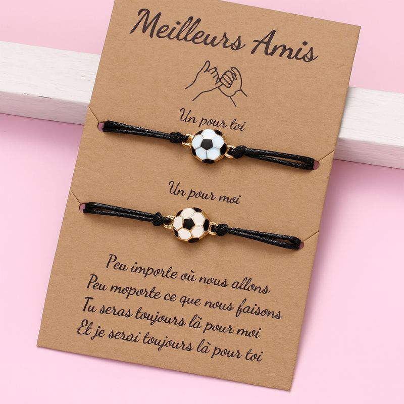 Bracelet Garçon Ajustable Duo Amitié Football
