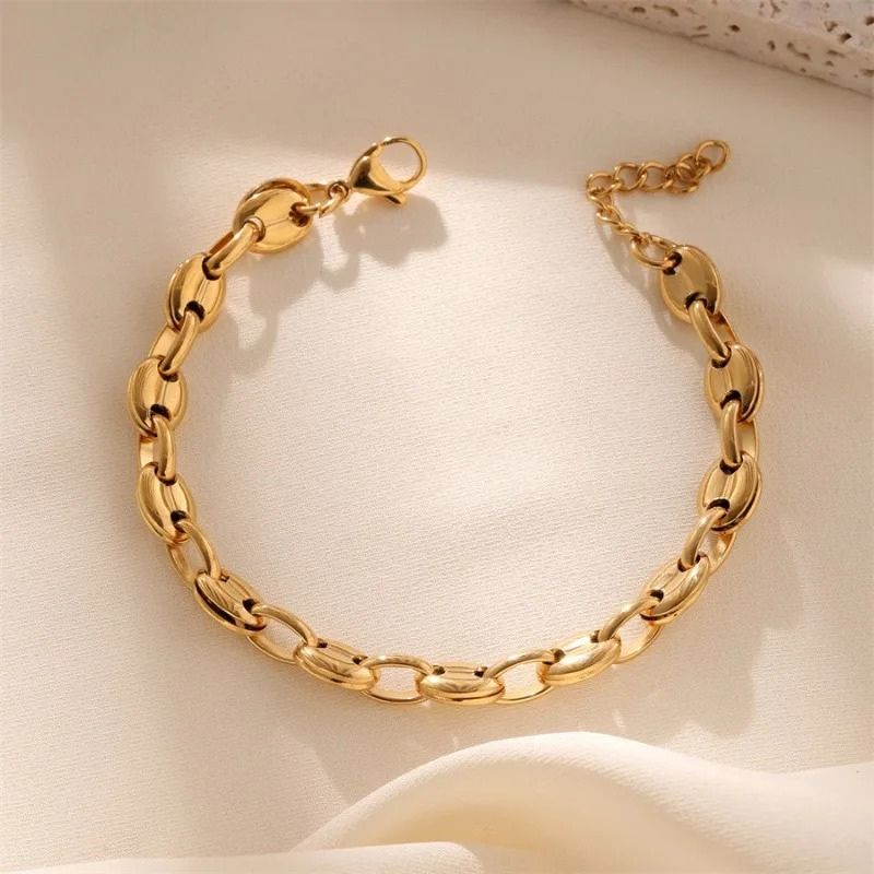 Bracelet Grain De Café Femme Doré Acier Inoxydable