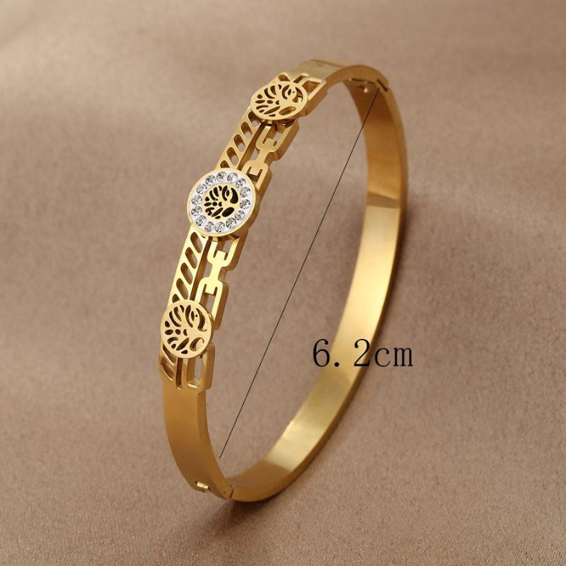 Bracelet Grec Motif Méandre Doré - Acier inoxydable