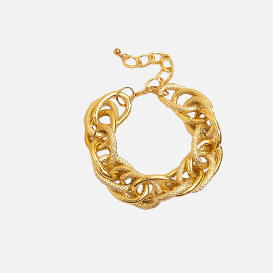 Bracelet Grosse Maille Femme Croisée Acier Inoxydable