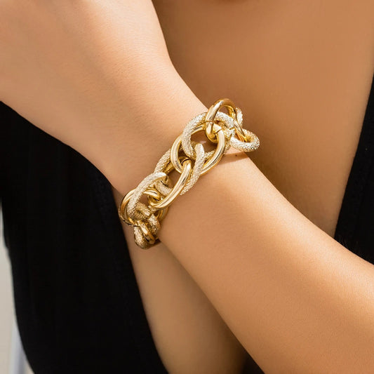 Bracelet Grosse Maille Femme Croisée Acier Inoxydable