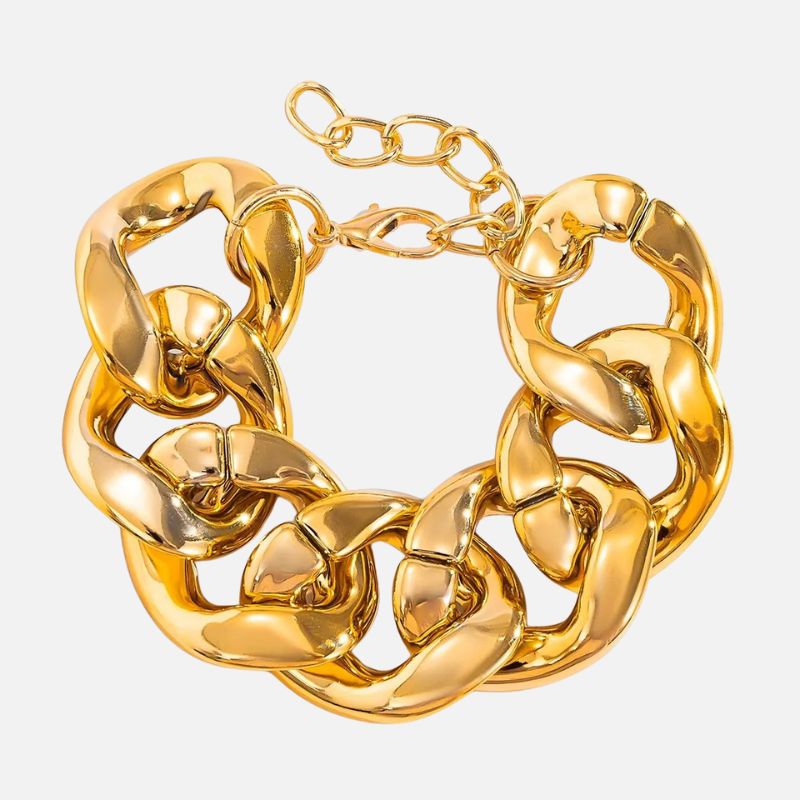 Bracelet Grosse Maille Femme Doré Acier Inoxydable