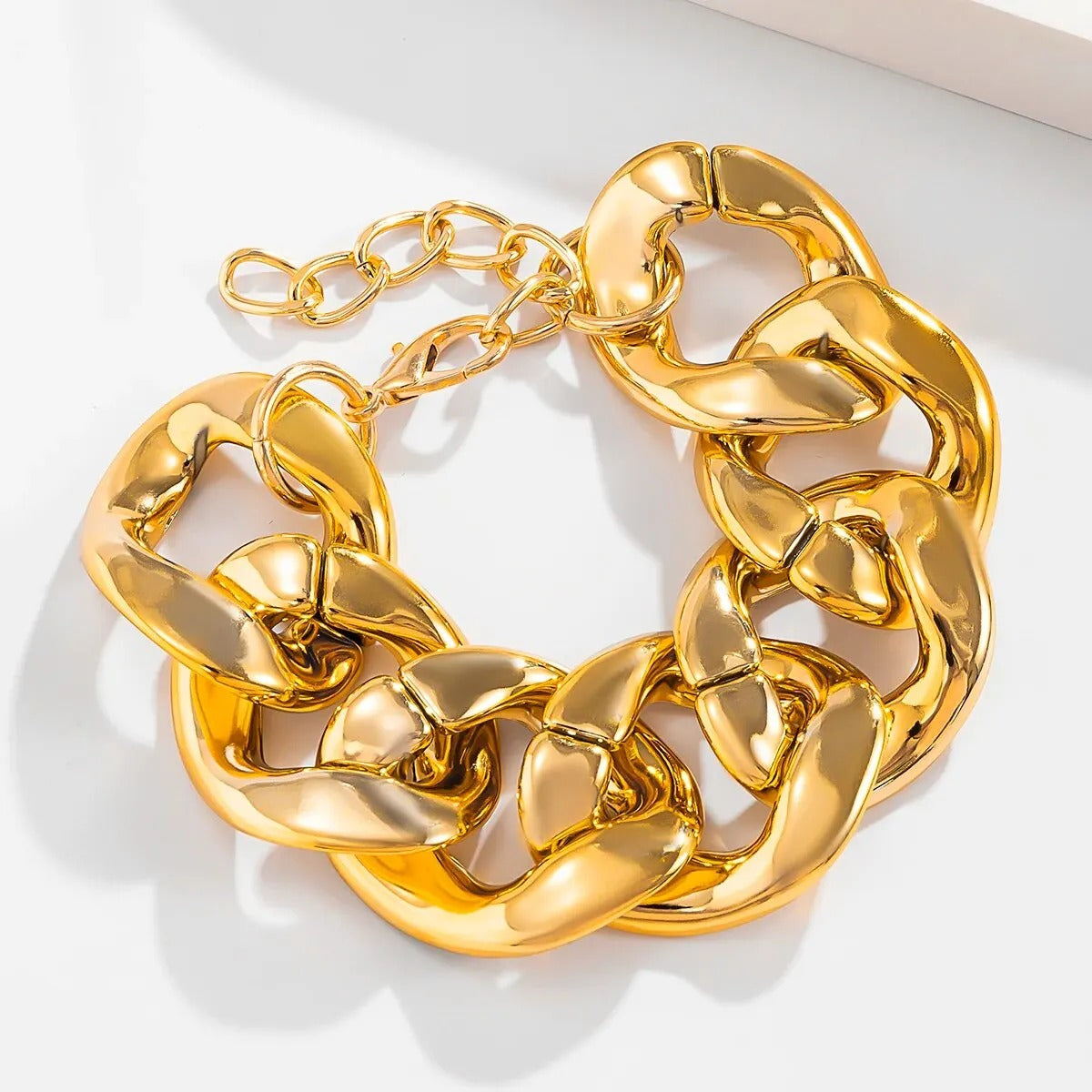 Bracelet Grosse Maille Femme Doré Acier Inoxydable