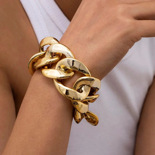 Bracelet Grosse Maille Femme Doré Acier Inoxydable